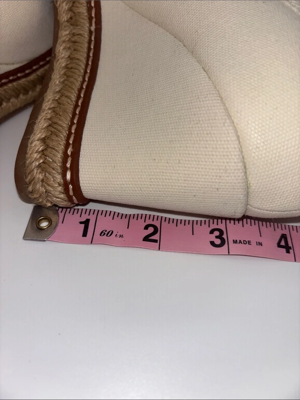 Tory Burch Cream Canvas Peep-Toe Espadrille Wedges with Gold Logo Charm